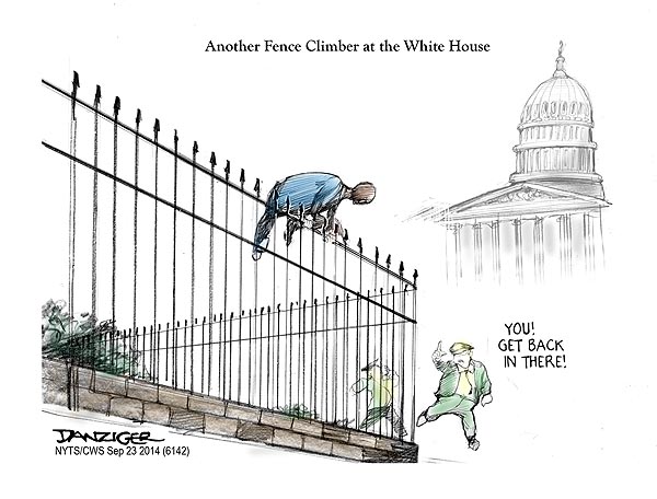 White House Fence Climber - Danziger Cartoons
