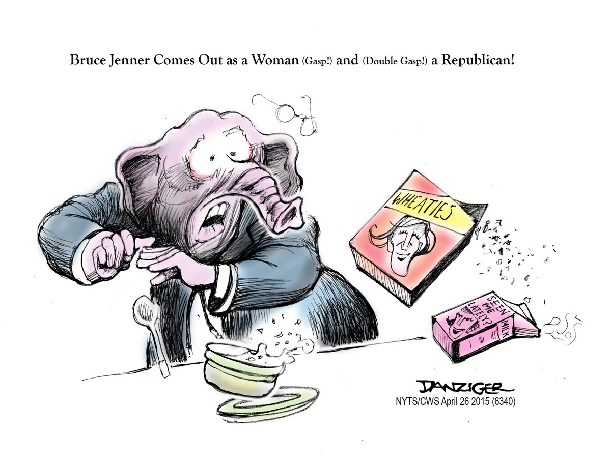 Bruce Jenner, GOP, Republican, woman, political cartoon