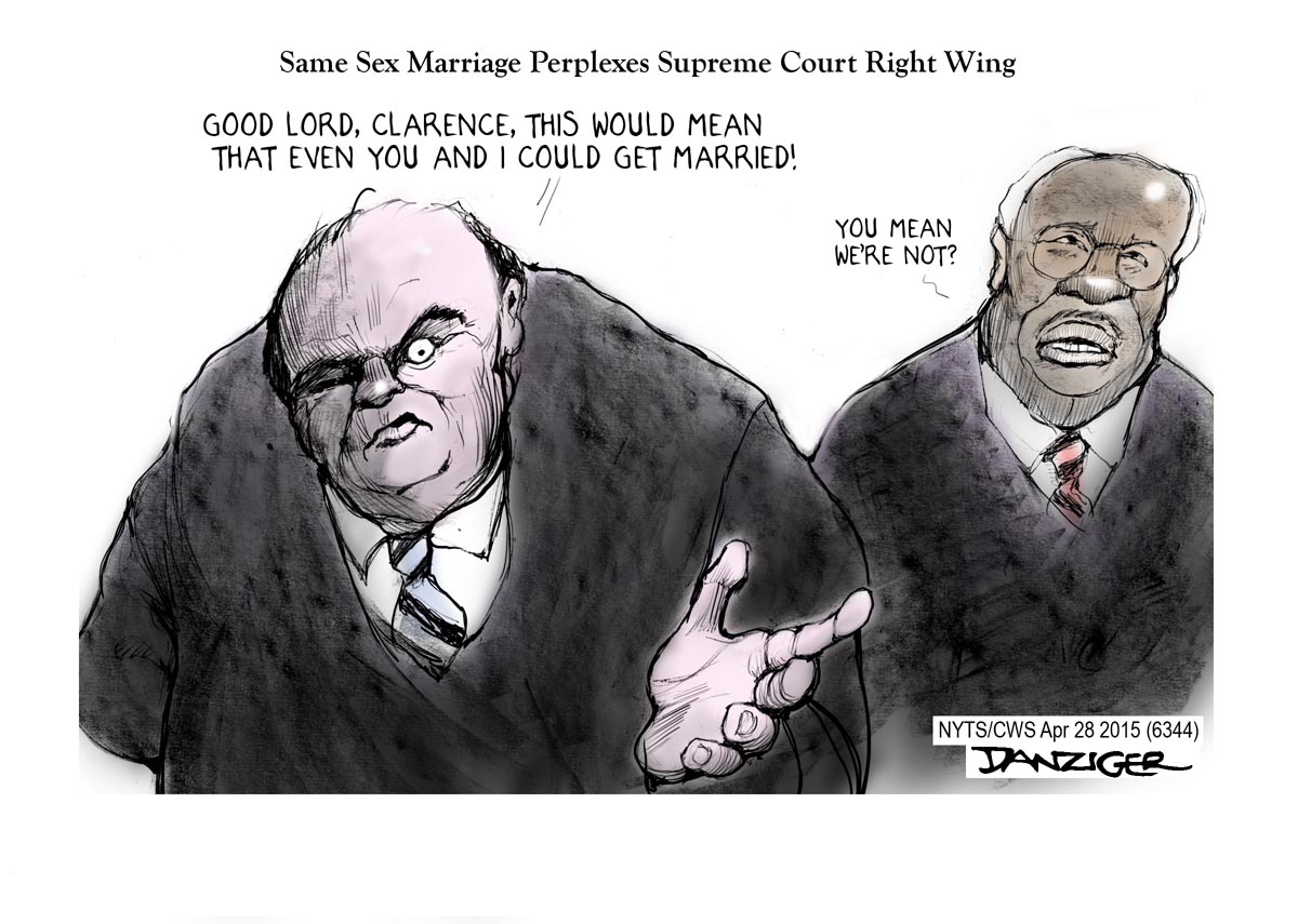Antonin Scalia, Clarence Thomas, USSC, Same Sex Marriage, political cartoon