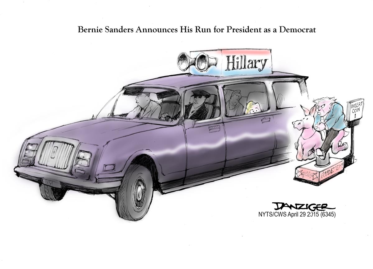 Bernie Sanders, Democrat, Hillary, poliical cartoon