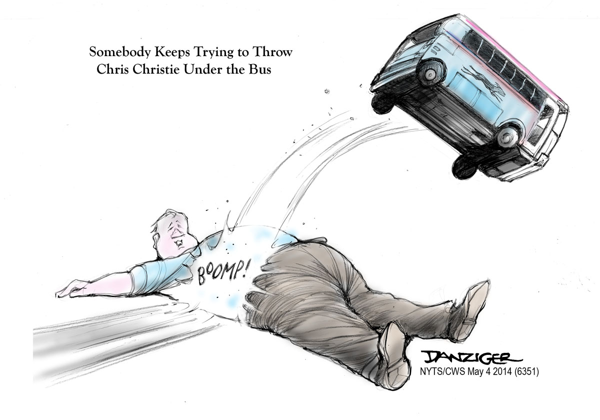 Chris Christie, Under the Bus, political cartoon