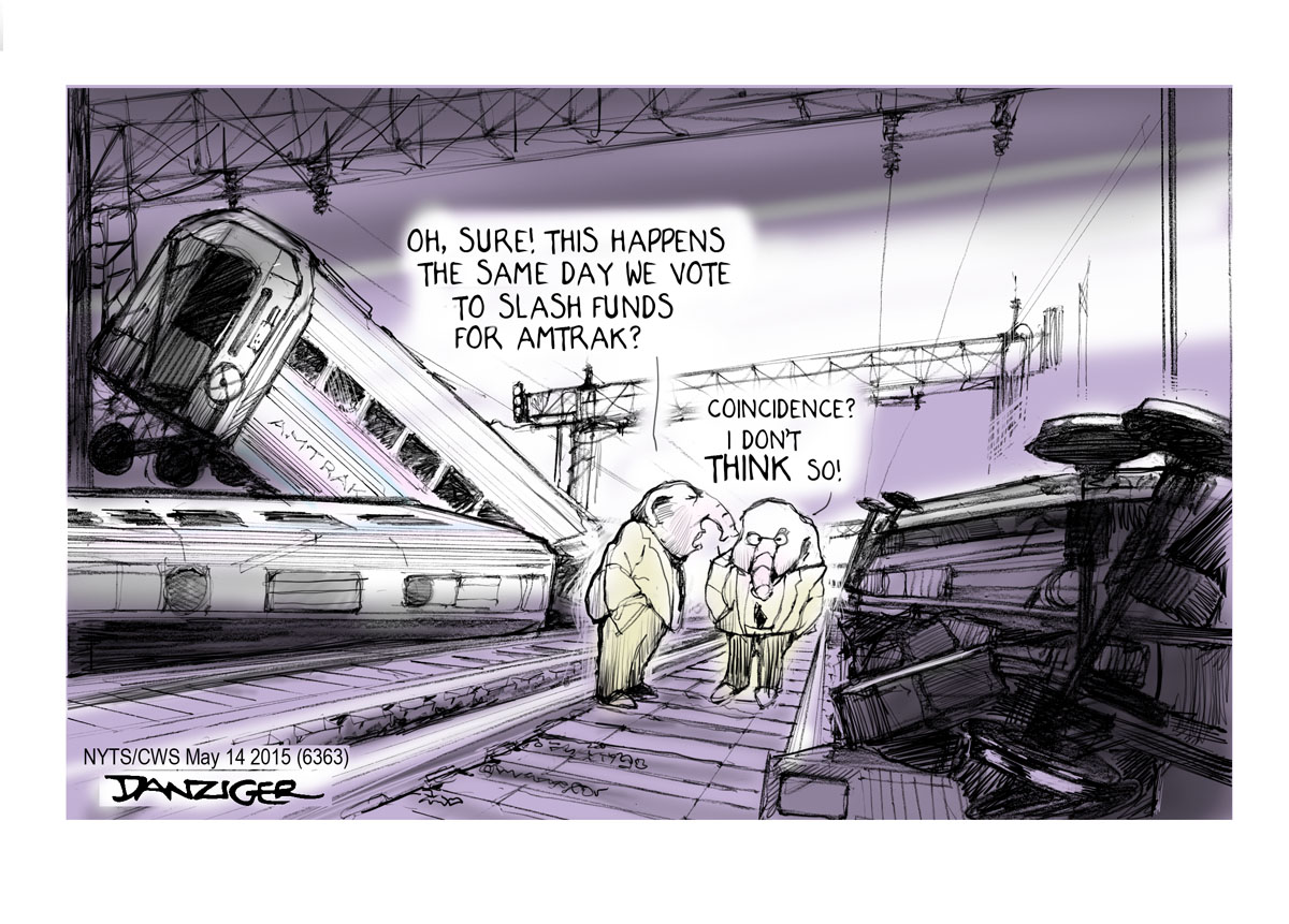 Amtrak, Philadelphia wreck, US House Republicans, political cartoon