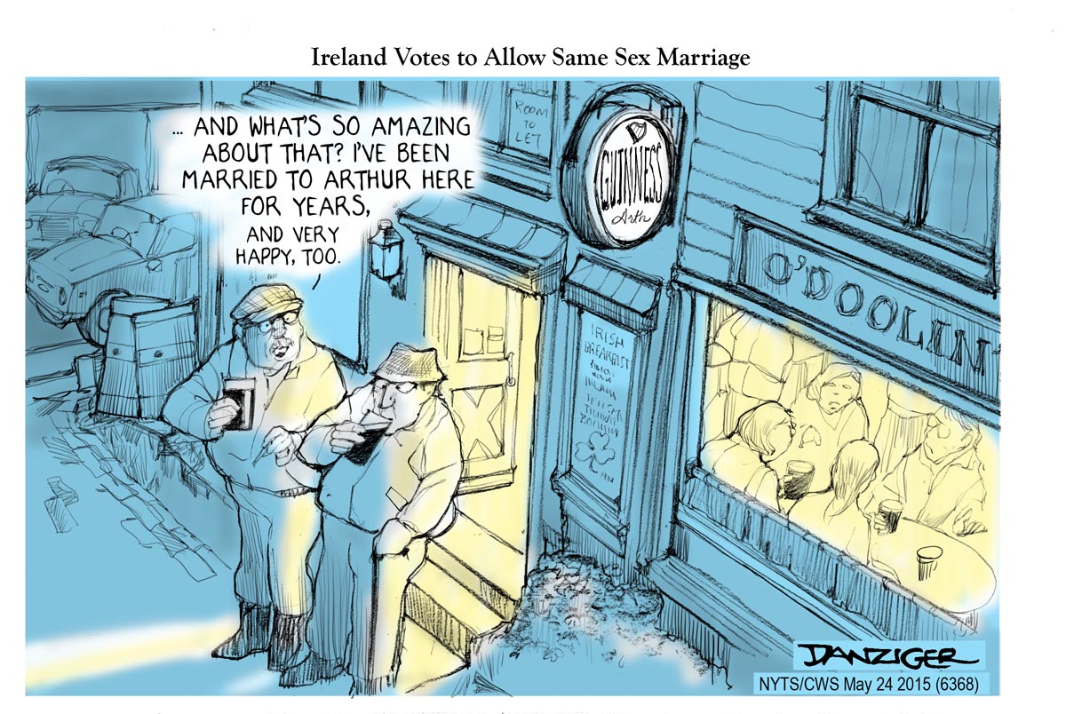 Ireland Vote, Same Sex Marriage, Arthur Guinness, political cartoon