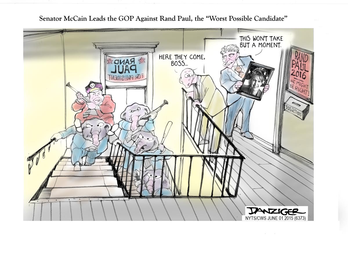 Rand Paul, John McCain, Fued, GOP, political cartoon