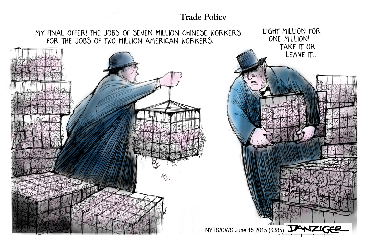 Trade Policy, Pacific Rim, China, US, political cartoon