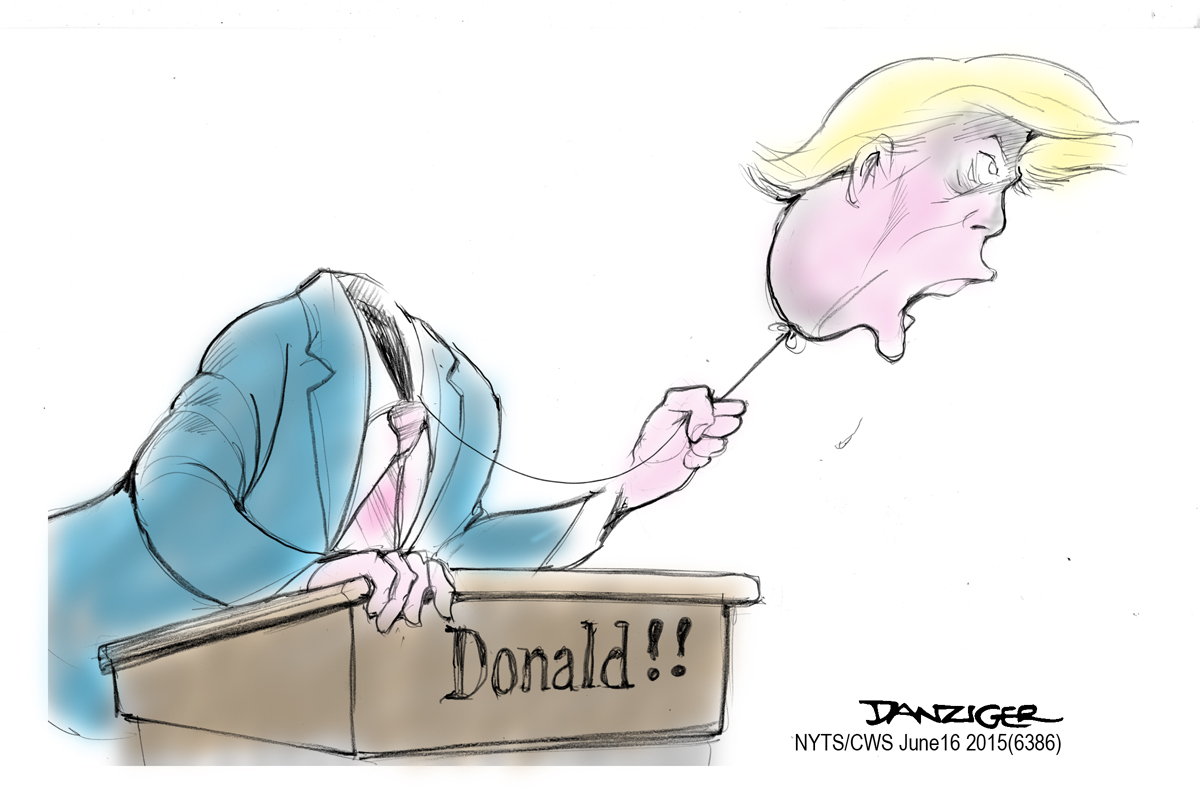 Donald Trump announces, political cartoon