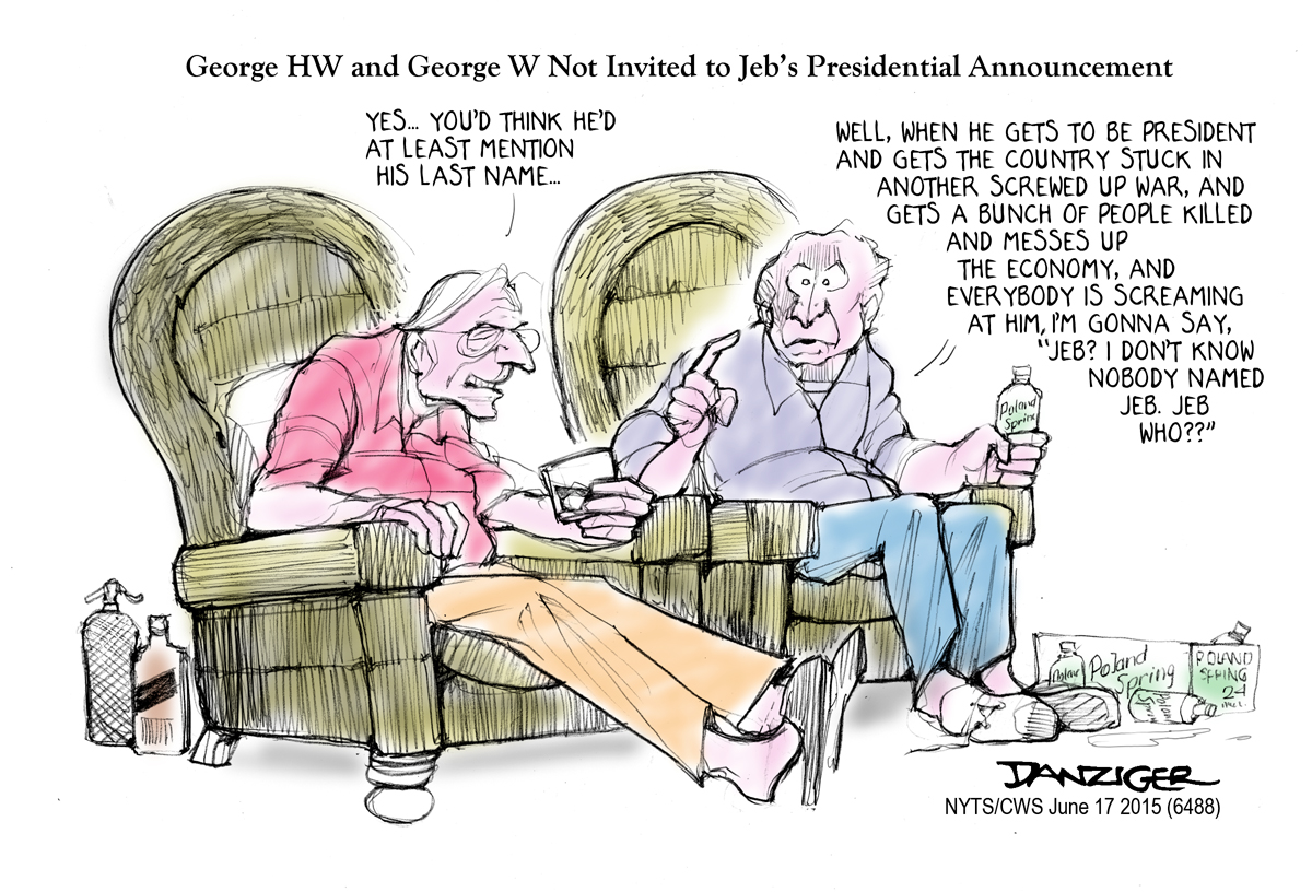 Bush Family, GWBush, GHWBush, Jeb, political cartoon