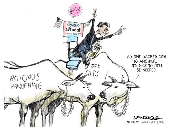 Bobby Jindal, 2016 run, sacred cows, political cartoon