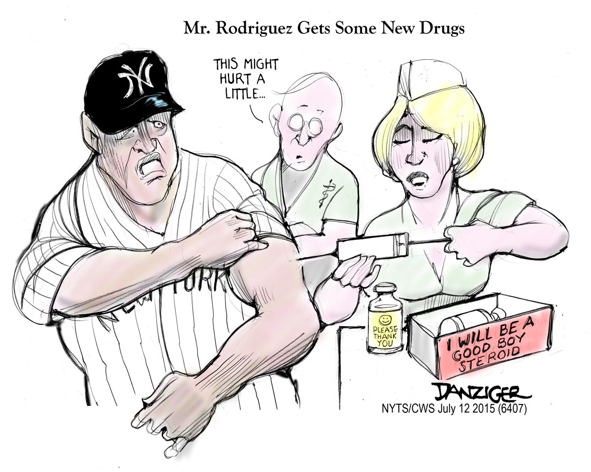 ARod, Alex Rodriguez, drugs, NY Yankees, political cartoon