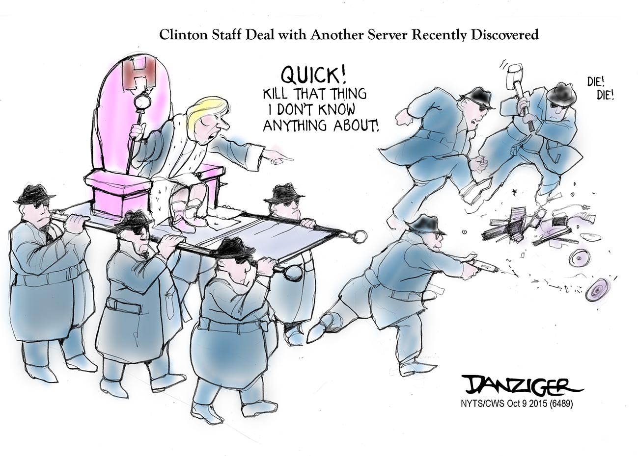 Hillary Clinton, Server, Clinton Staff, political cartoon