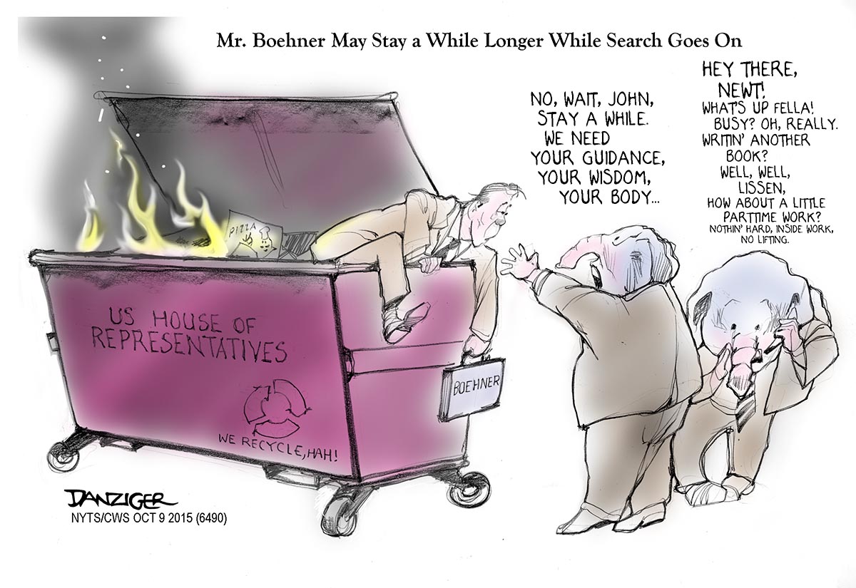 Boehner, GOP, Speaker job, Newt Gingrich, political cartoon
