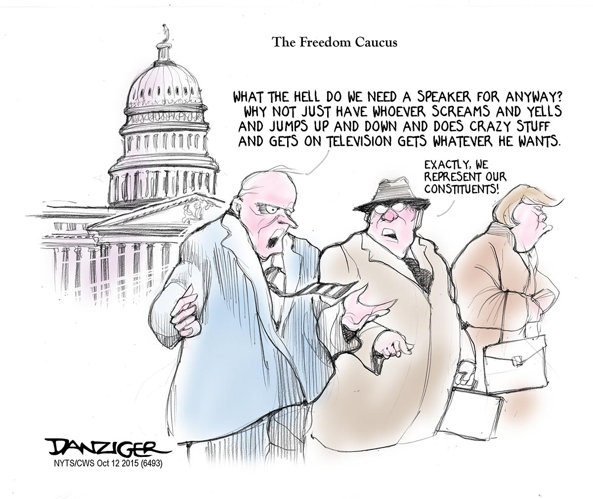 Freedom Caucus, US house, GOP Right Wing, speaker of the house, political cartoon