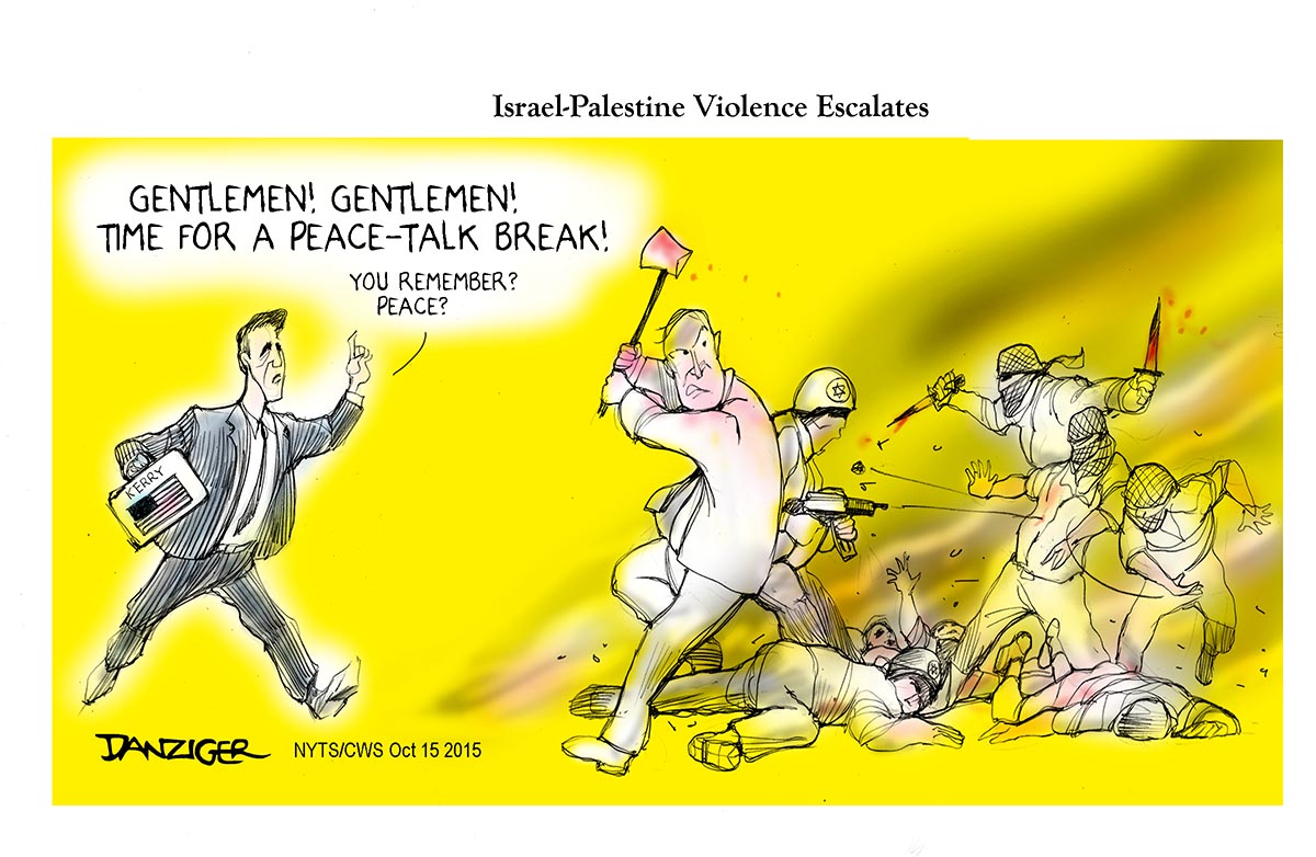 Israel, Palestine, Intifada, US, Peace Talks, political cartoon