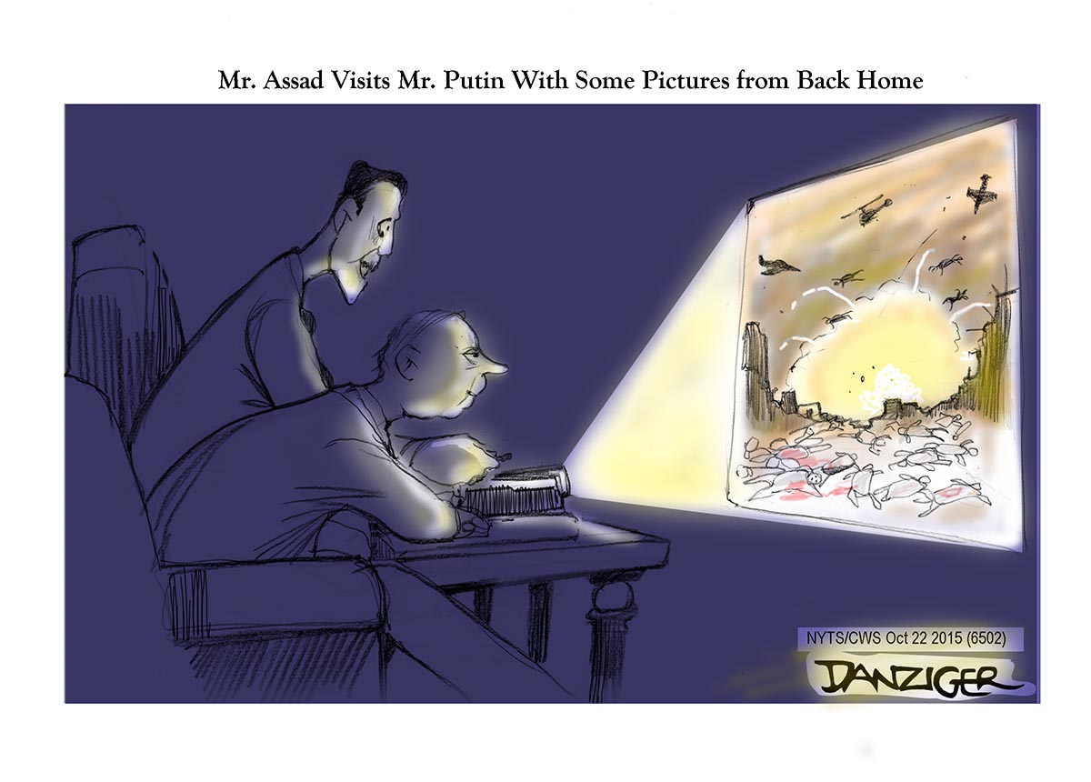 Assad, Putin, Syria, political cartoon