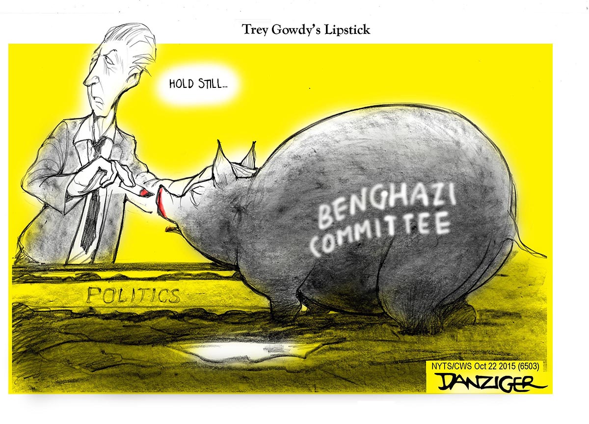 Trent Gowdy, Benghazi committee, lipstick on a pig, political committee, political cartoon