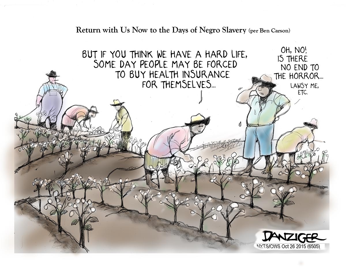 Ben Carson, Obabacare, Slavery, political cartoon