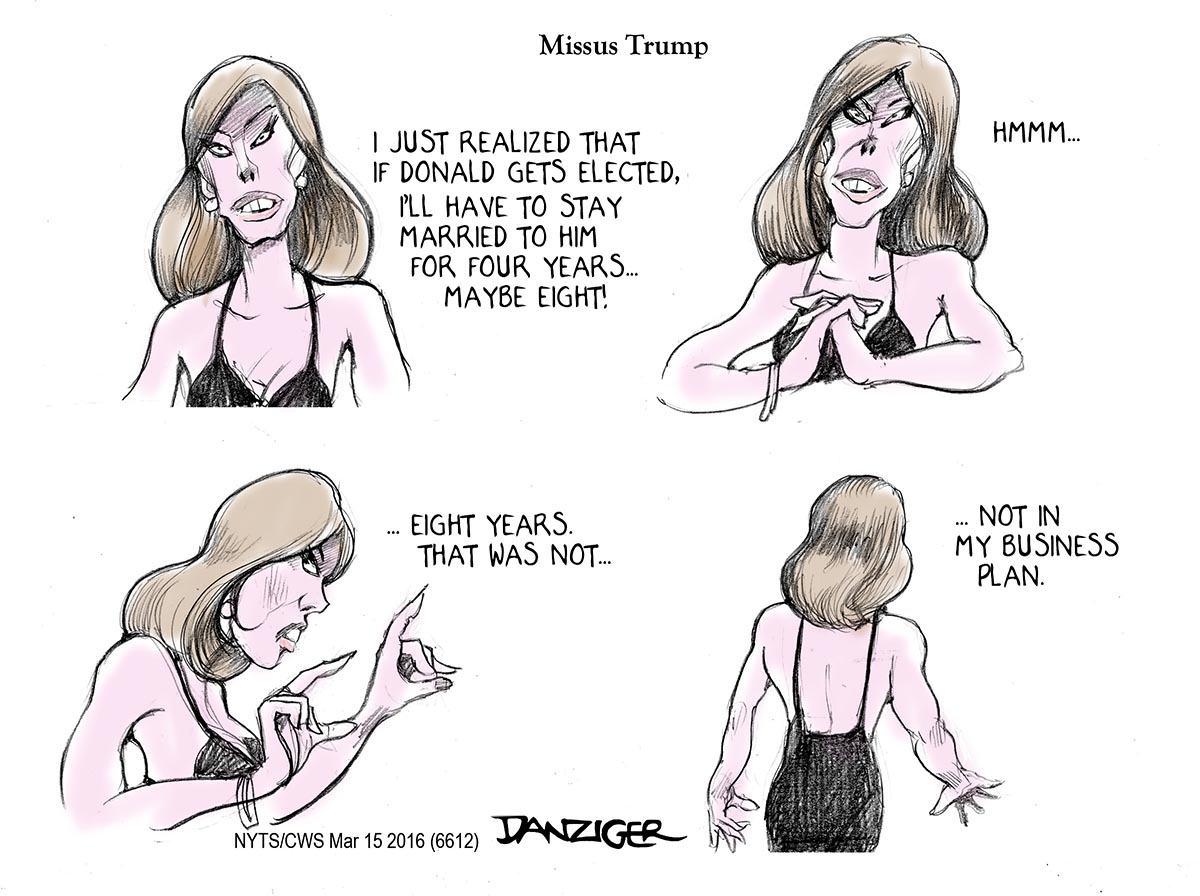 Mrs. Trump, Melania Knauss, political cartoon