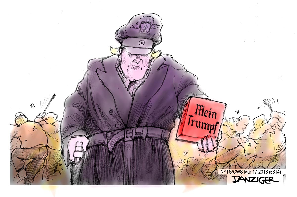 Trump, Mein Kampf, political cartoon