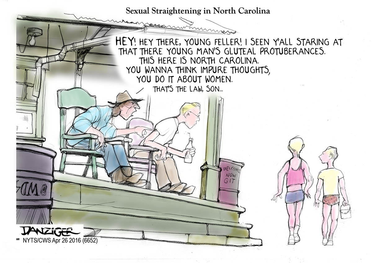 North Carolina, gay, straight, political cartoon