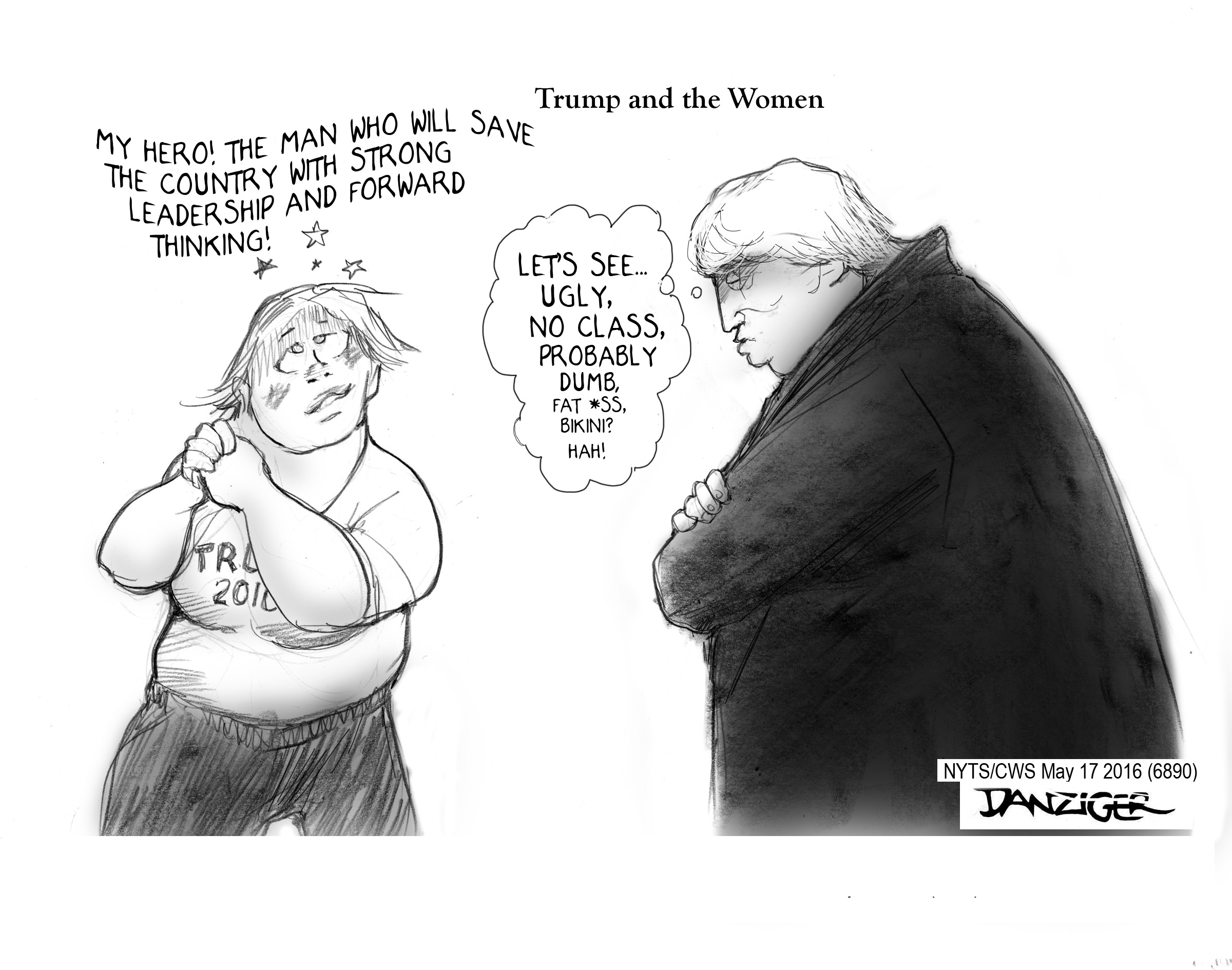 Trump, women,political cartoon