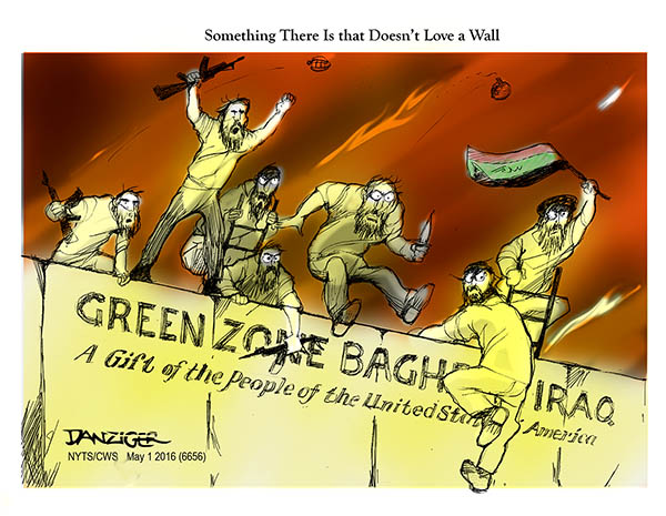 Baghdad riots, Iraq parliament. green zone Baghdad, political cartoon