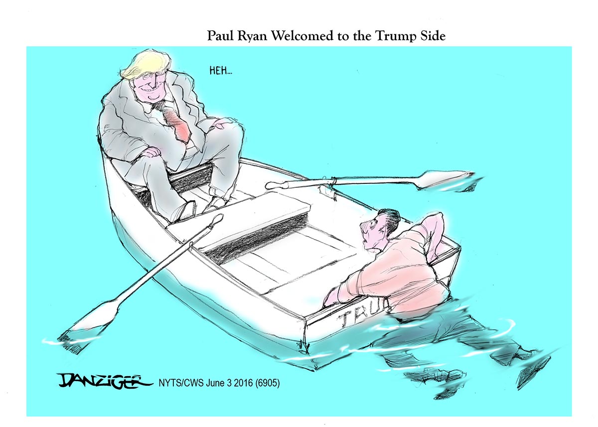 Paul Ryan, Trump campaign, political cartoon