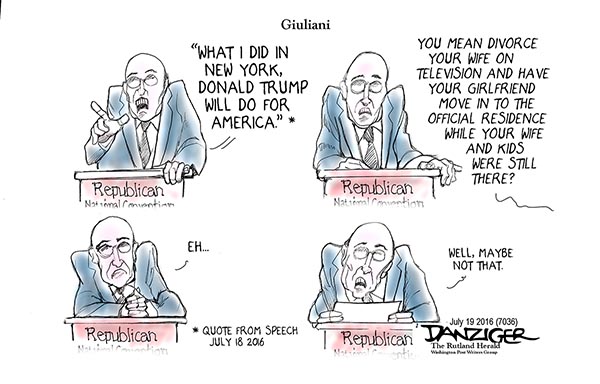 Rudolph Giuliani, GOP Conventions 2016, political cartoon