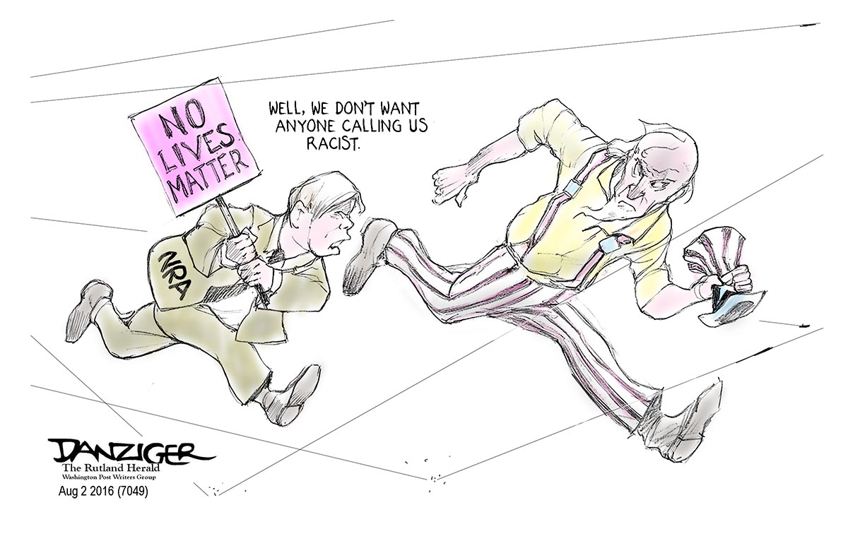 NRA, No Lives Matter, political cartoon