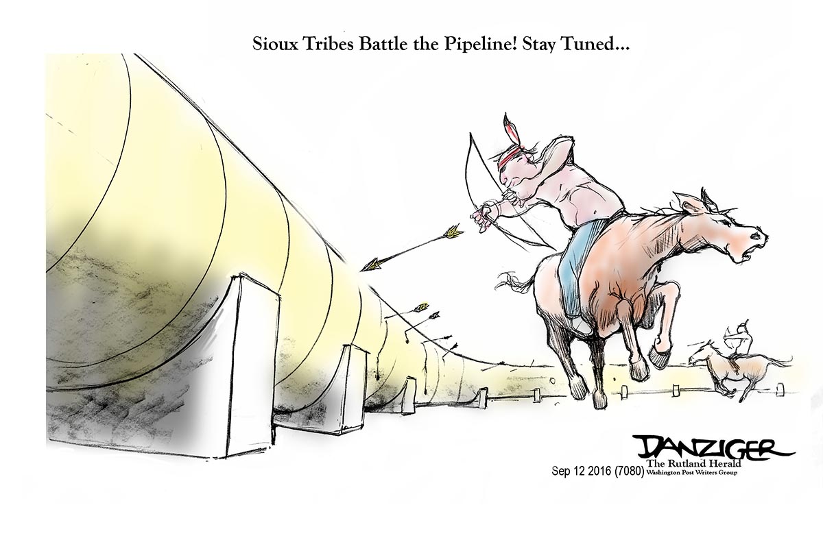 Pipeline, Standing Rock Sioux, political cartoon
