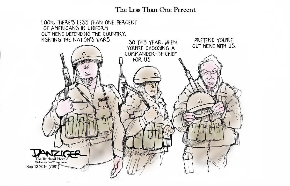 US Armed Forces, commander in chief, less than one percent, political cartoon
