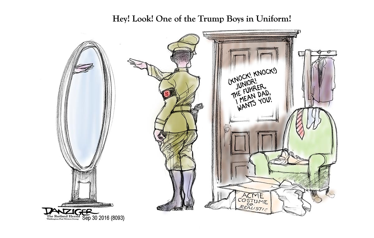 Donald Trump Junior, uniform, political cartoon