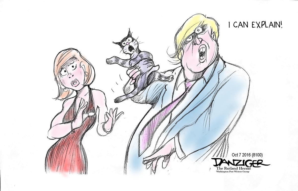 Trump, pussy, political cartoon