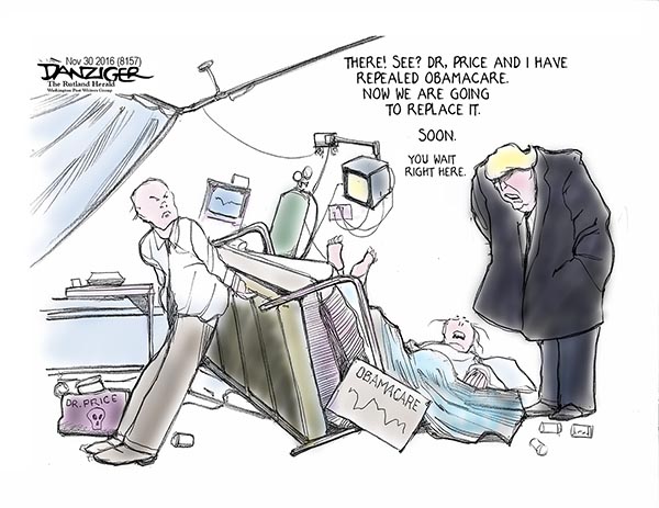 Tom Price, HEW, Trump administration, Obamacare, political cartoon