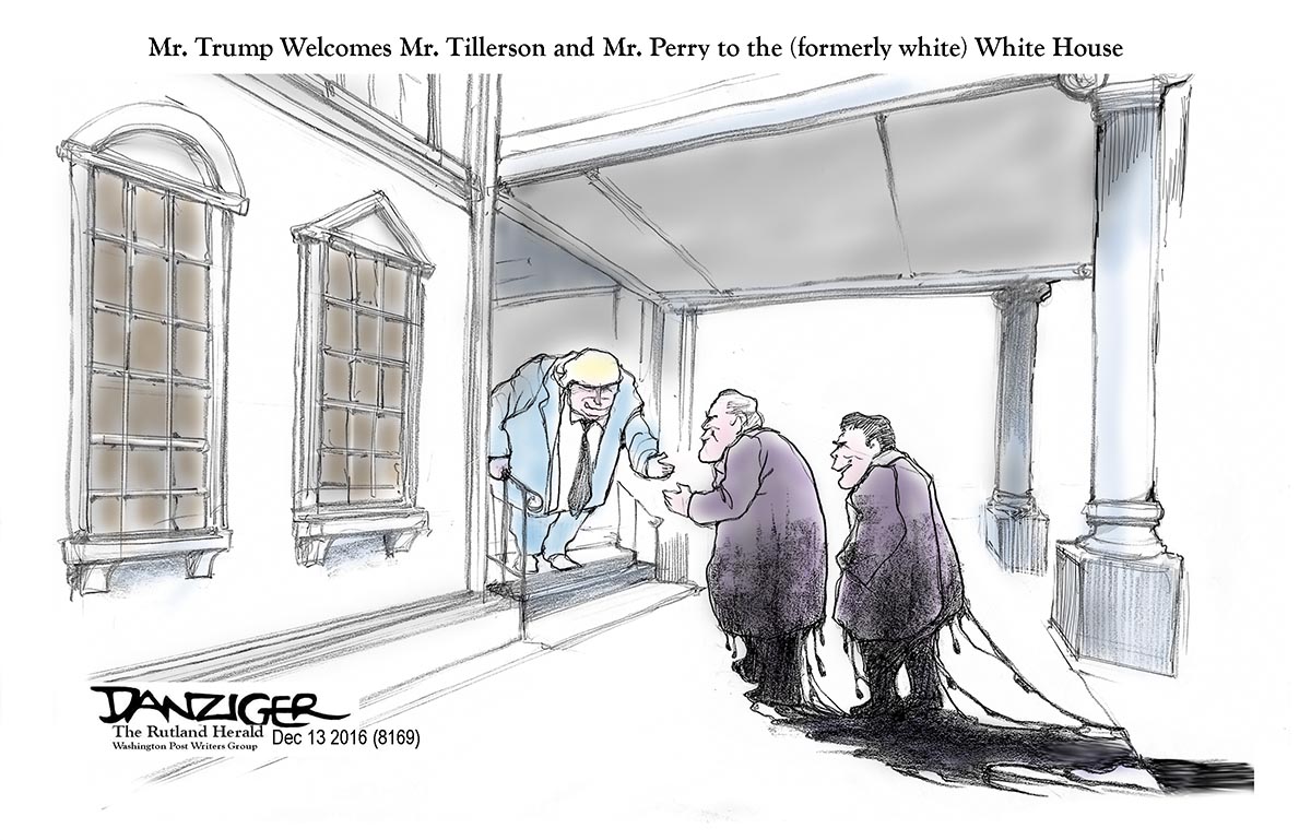 Secretary of State, Secretary of Energy, White House, Trump, political cartoon